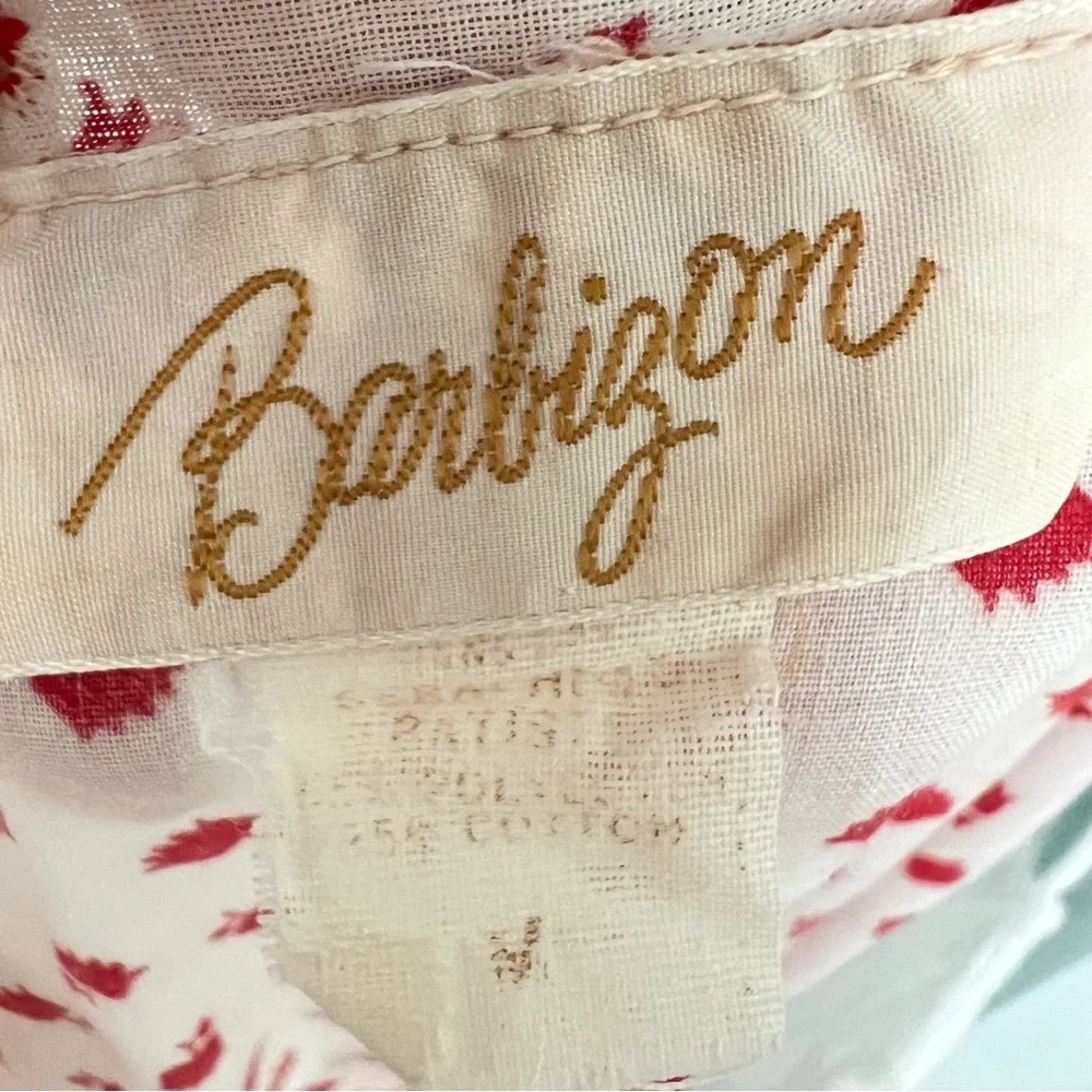 Vintage 1960s Barbizon Seraphim Batiste Red & White Floral Long Nightgown Medium - Picture 12 of 13